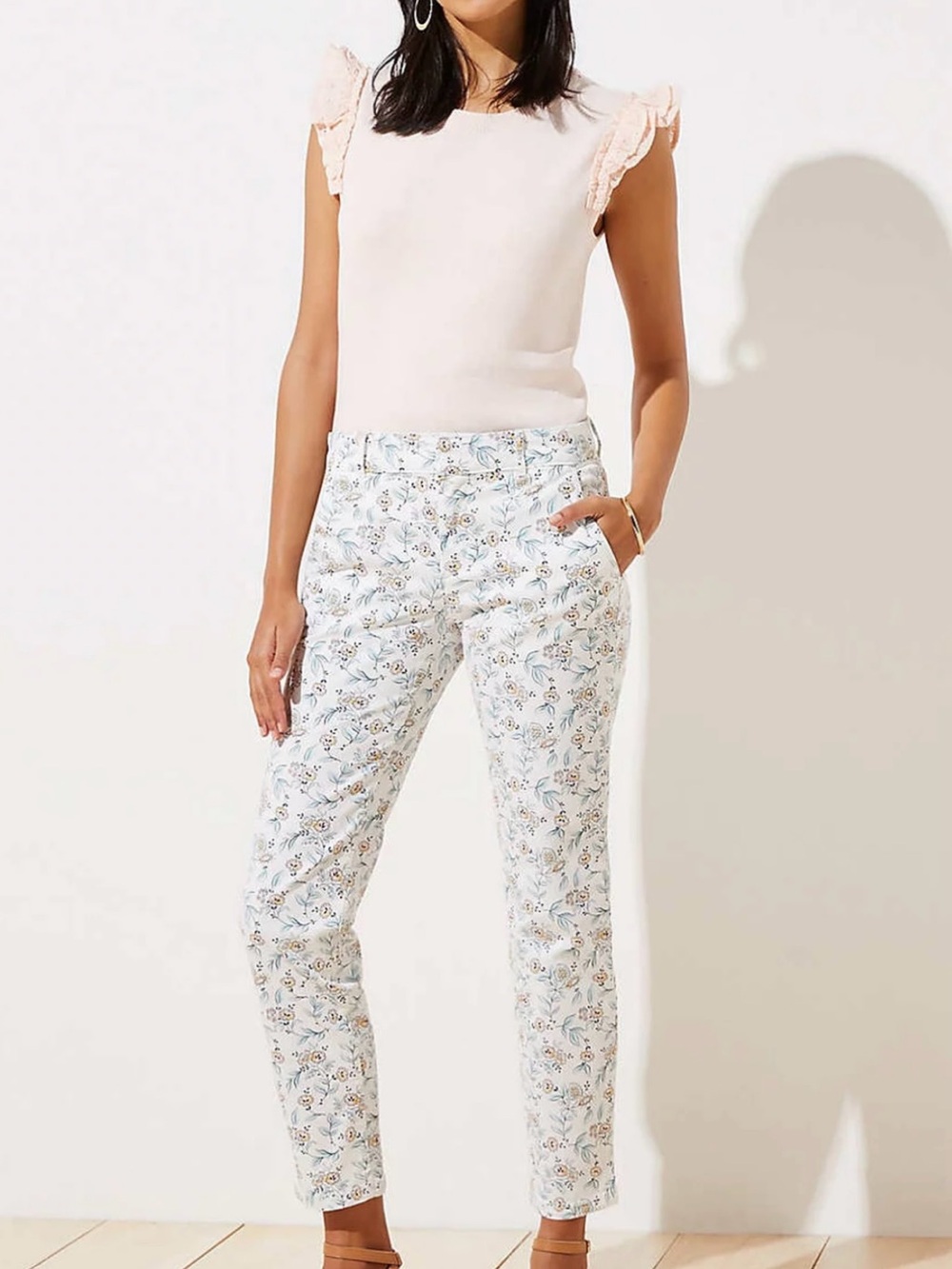 Loft Floral Girlfriend Chinos